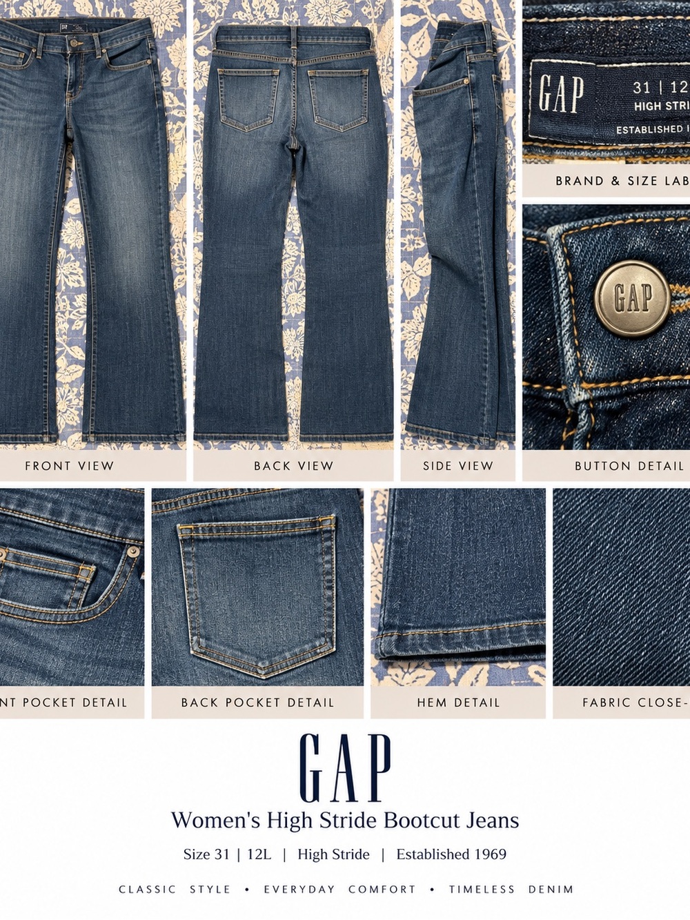 GAP Women's High Stride Bootcut Jeans - Dark Blue Wash